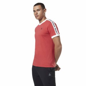 Koszulki Męskie Reebok Training Essentials Linear Logo Czerwone PL 38MYUGA